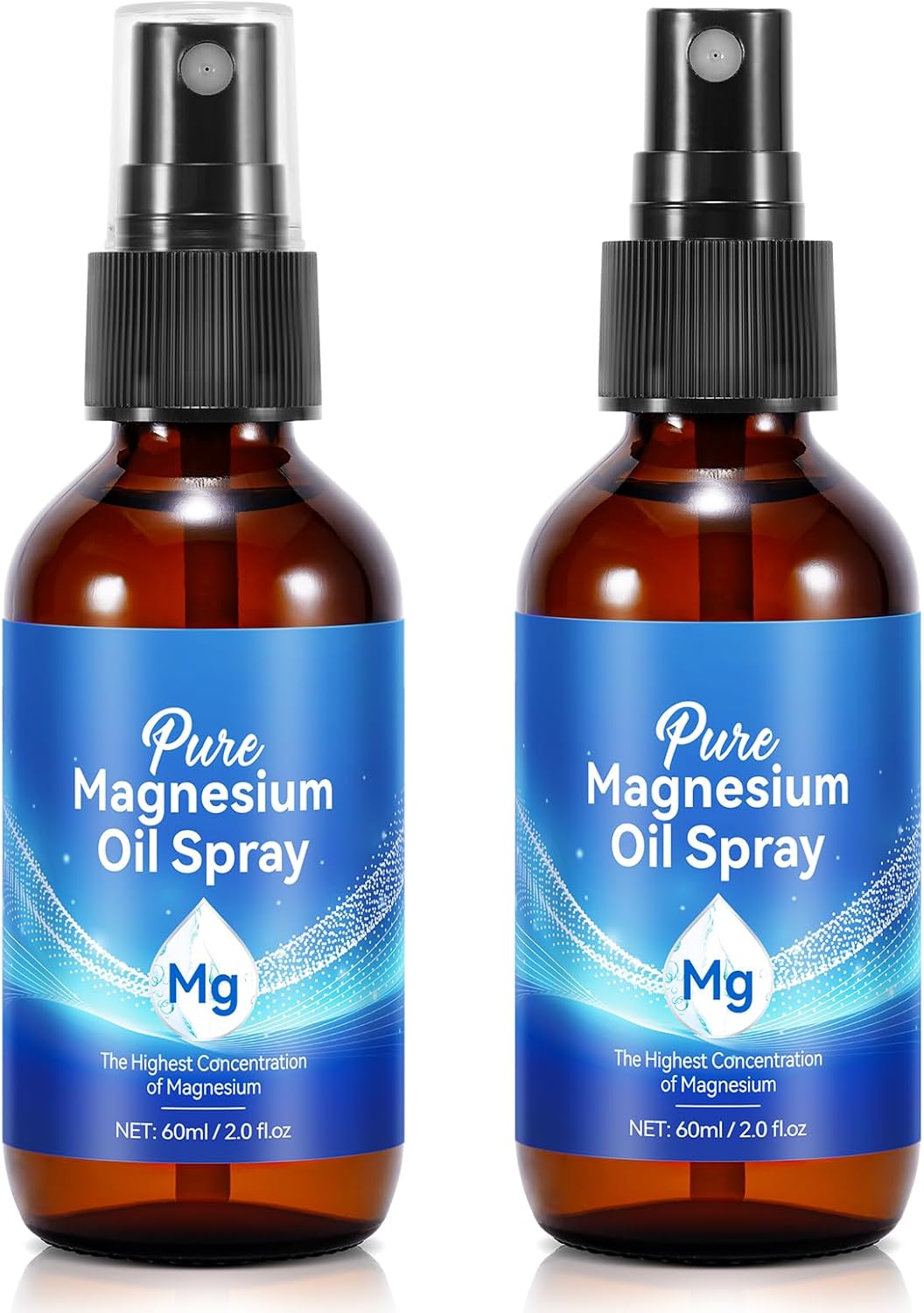 2-Pack Magnesium Oil Spray for Feet - Pure Magnesium Oil for Sports & Massage - 4.04 fl oz