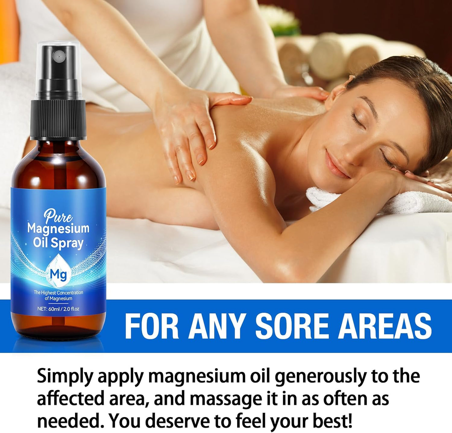 2-Pack Magnesium Oil Spray for Feet - Pure Magnesium Oil for Sports & Massage - 4.04 fl oz
