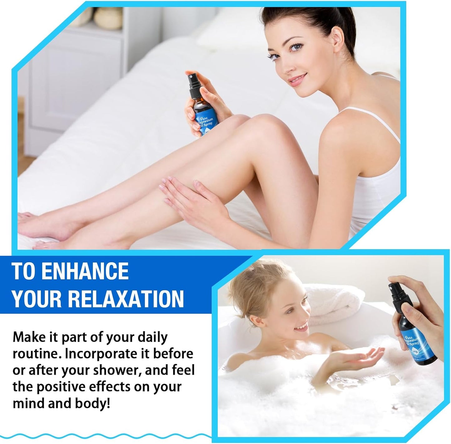 2-Pack Magnesium Oil Spray for Feet - Pure Magnesium Oil for Sports & Massage - 4.04 fl oz