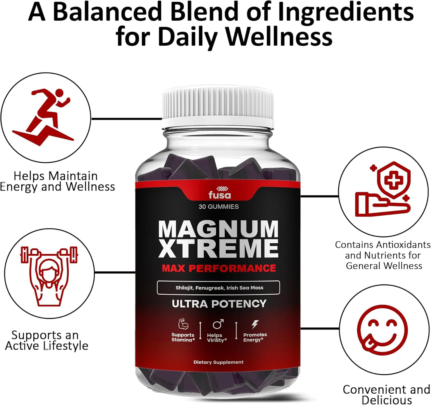 2 Pack MagnumXtreme Gummies: Maximum Strength Shilajit Sea Moss Fenugreek Supplement for Overall Health Support (60 Day Supply)