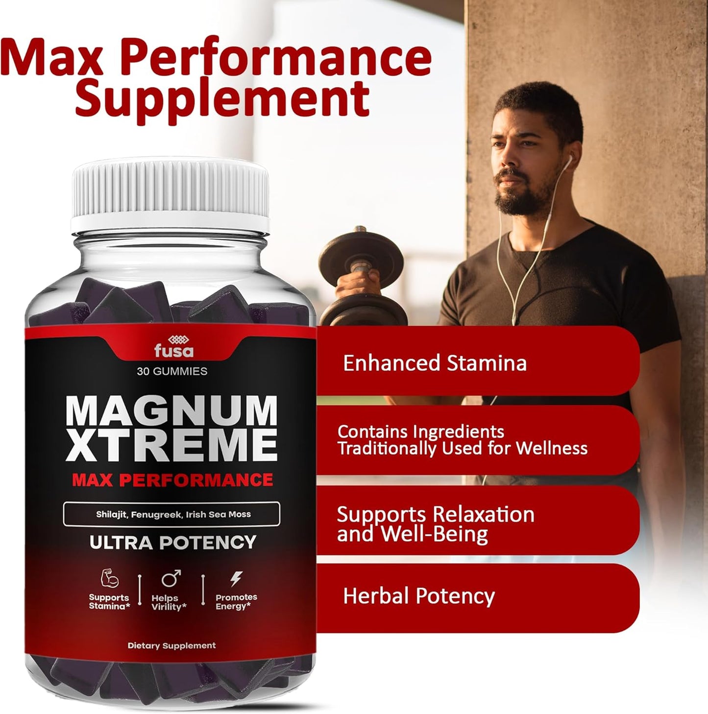2 Pack MagnumXtreme Gummies: Maximum Strength Shilajit Sea Moss Fenugreek Supplement for Overall Health Support (60 Day Supply)
