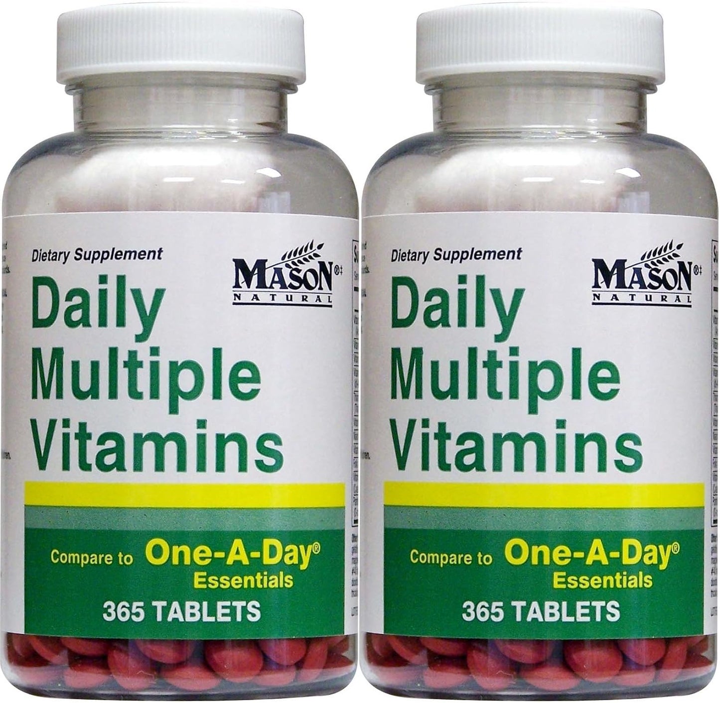 2-Pack MASON NATURAL Daily Multiple Vitamins: Compare to One A Day Essentials, 365 Tablets x 2 = 730 Tablets
