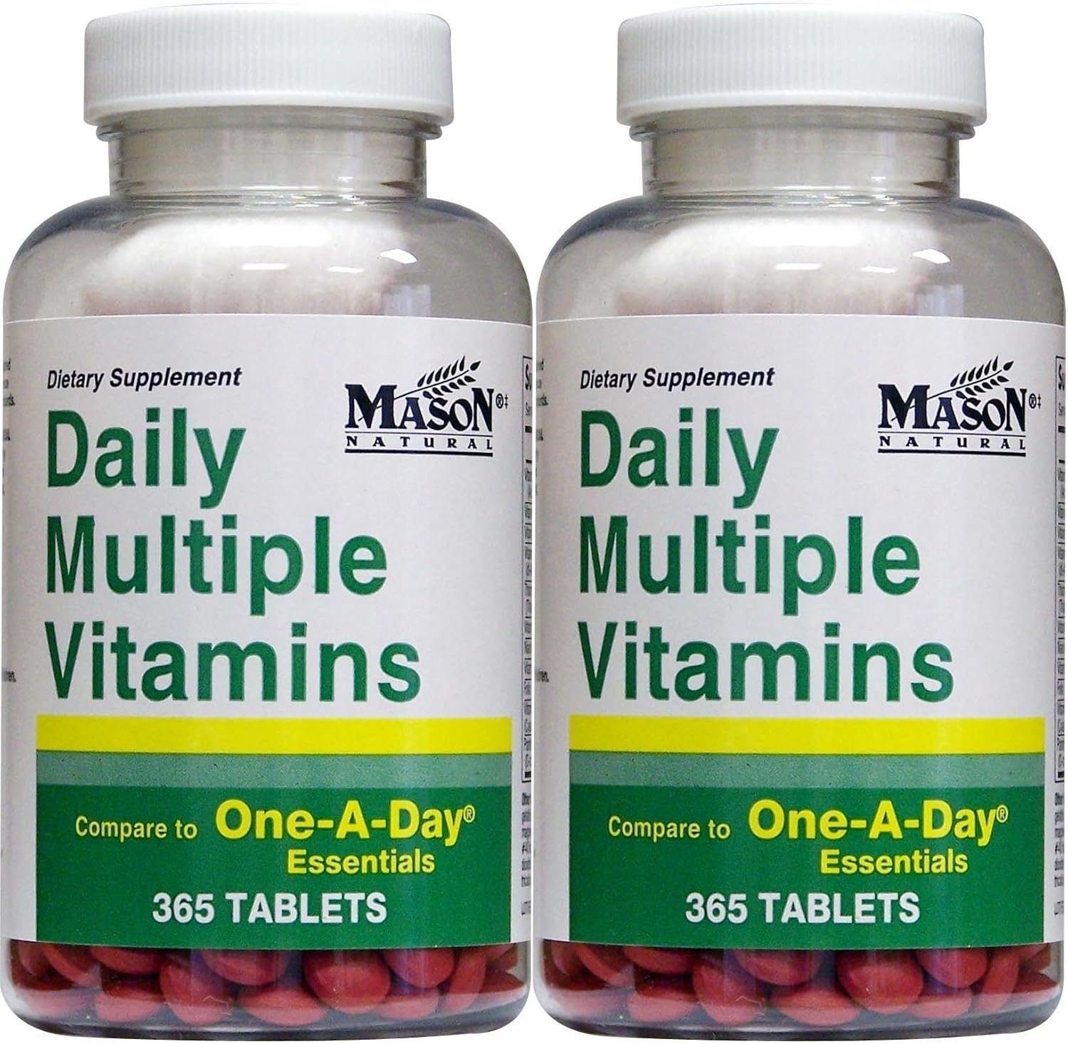 2-Pack MASON NATURAL Daily Multiple Vitamins: Compare to One A Day Essentials, 365 Tablets x 2 = 730 Tablets