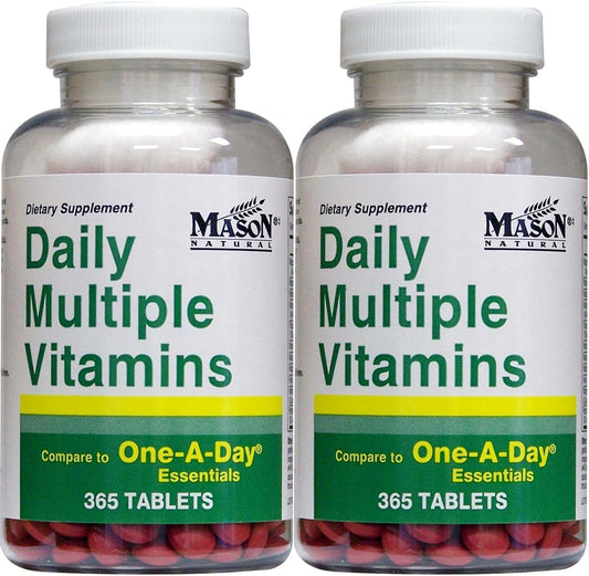 2-Pack MASON NATURAL Daily Multiple Vitamins: Compare to One A Day Essentials, 365 Tablets x 2 = 730 Tablets