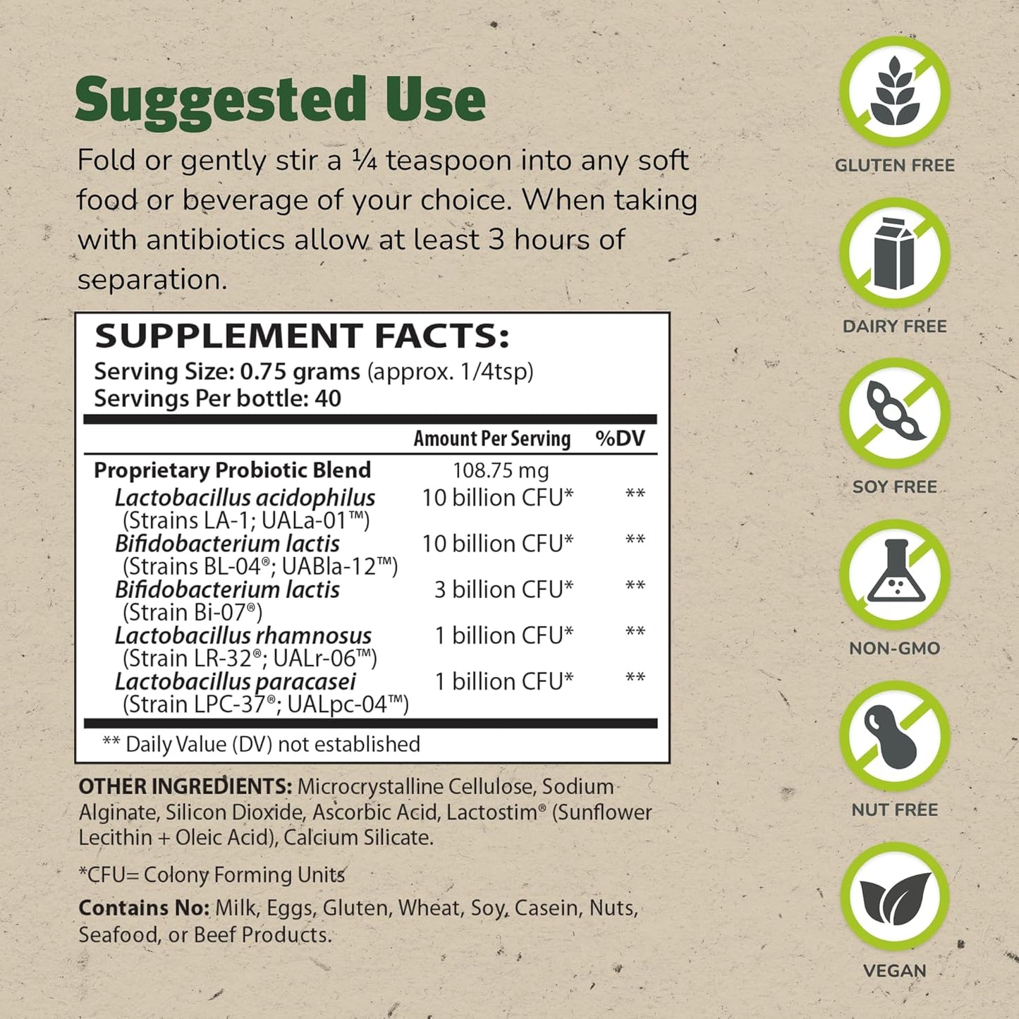 2-Pack Master Supplements Granular Theralac Probiotic Powder - 1.05 oz, 80 Servings - Vegan & Gluten Free Gut Health Support for Kids