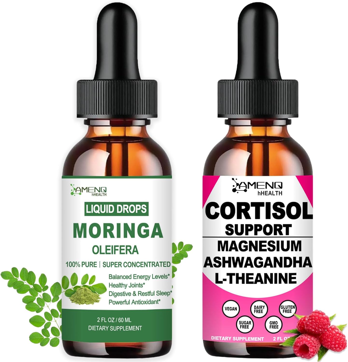 2 Pack Moringa Supplement with Cortisol Detox - Energy, Antioxidant, and Cortisol Balance for Women & Men - Non GMO, Gluten Free