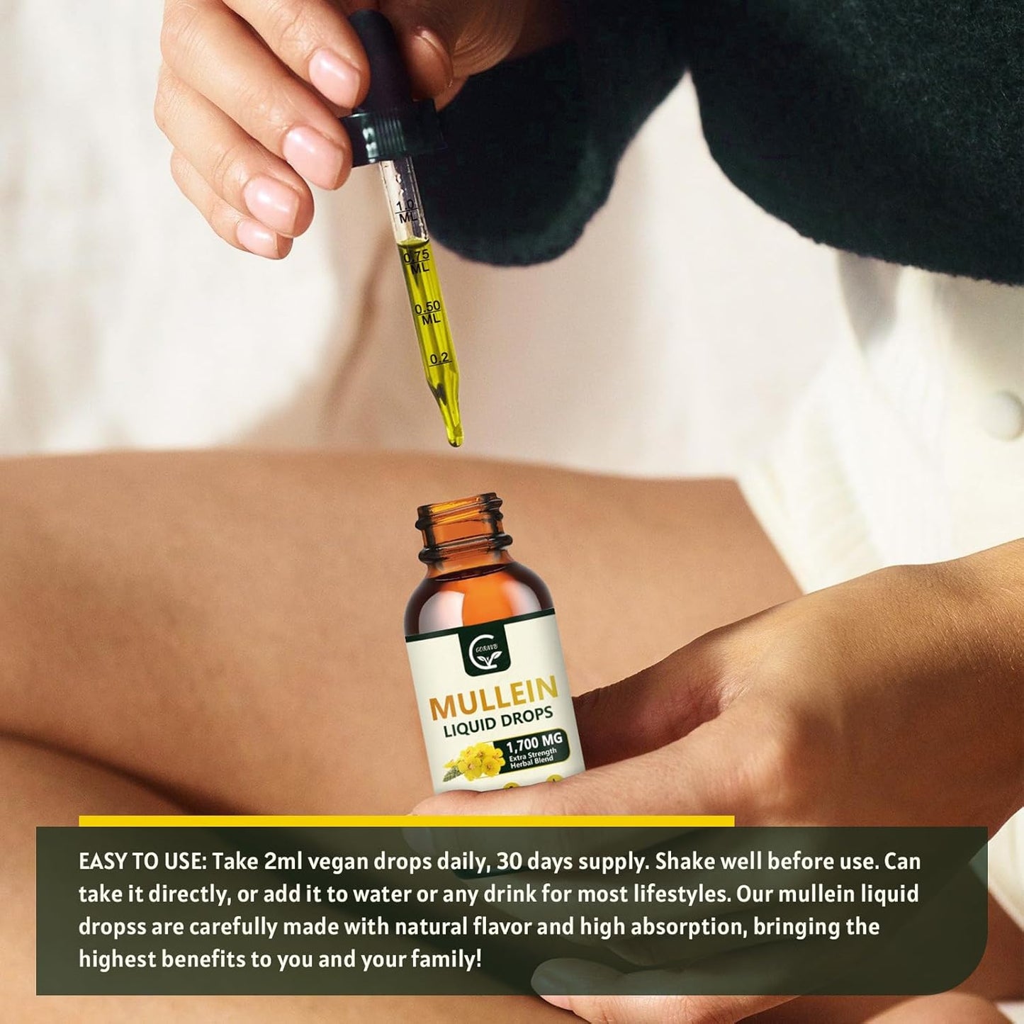 2 Pack Mullein Drops for Lungs - Respiratory Support with Elderberry, Marshmallow Root, and Orange Peel - Bronchial Health - 1 Fl Oz