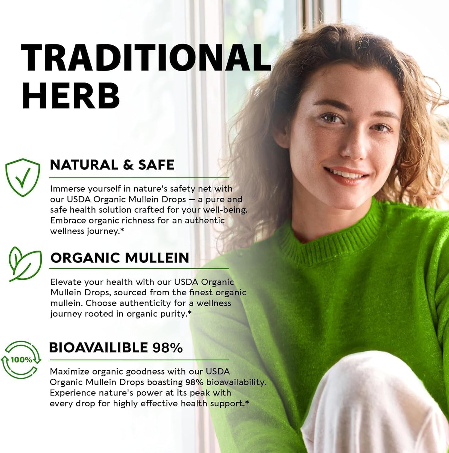 2 Pack Mullein Leaf Extract Drops for Lung Cleanse - Non-GMO, Vegetarian Formula for Healthy Breathing & Respiratory Support