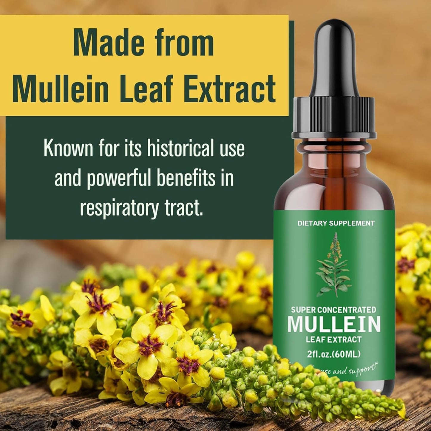2 Pack Mullein Leaf Extract Drops for Lung Cleanse - Non-GMO, Vegetarian Formula for Healthy Breathing & Respiratory Support
