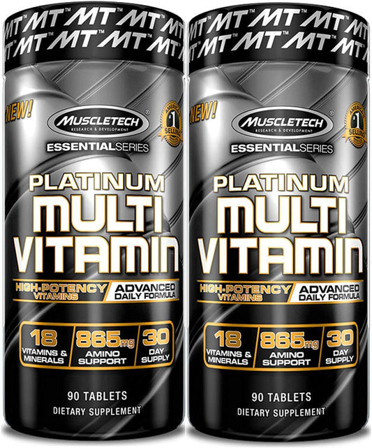 2 Pack MuscleTech Platinum Multi Vitamin 90 Count - Essential Daily Vitamins and Minerals for Optimal Health and Performance
