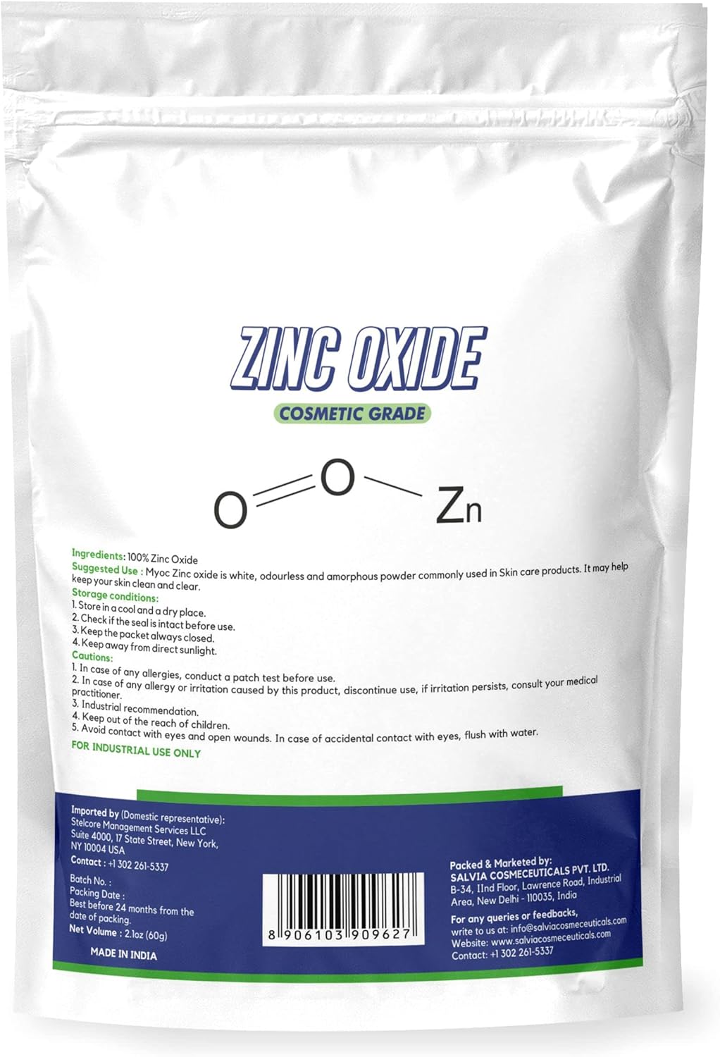 2-Pack MYOC White Zinc Oxide Powder - 60g (2.11 oz each)