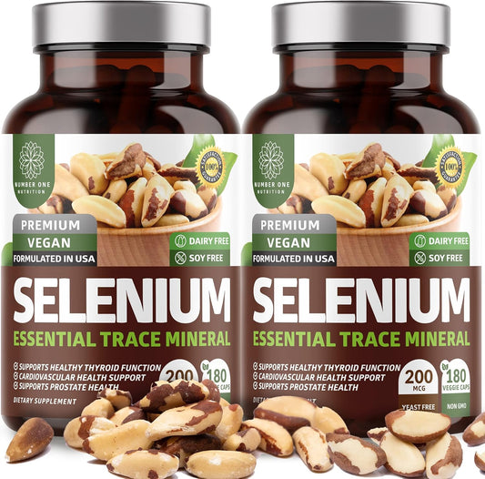 2-Pack N1N Premium Pure Selenium 200MCG for Immunity, Heart, Thyroid, Prostate - 360 Veg Caps, Max Absorption