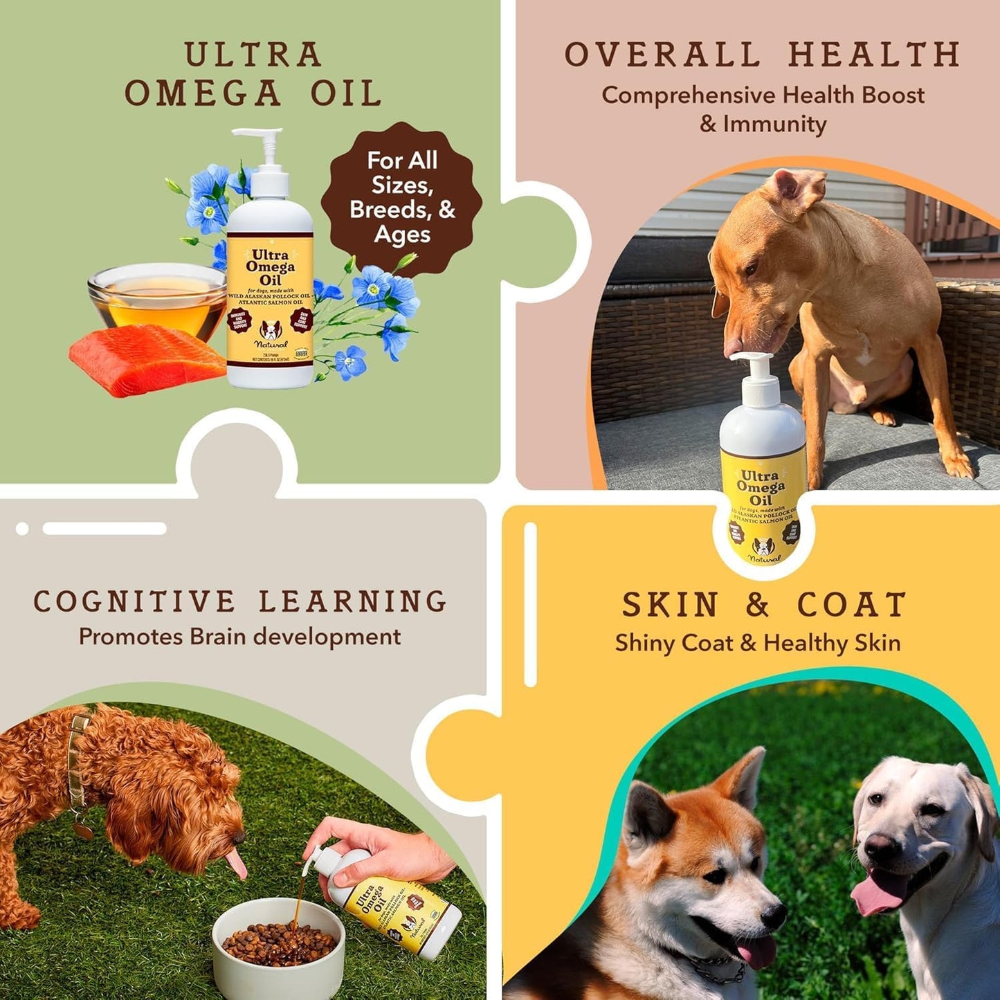 2 Pack Natural Dog Company Ultra Omega 3 Fish Oil 32 oz for Dogs - Shedding & Itch Relief, Salmon Oil Supplement for Large Breed or Multi-Dog Families