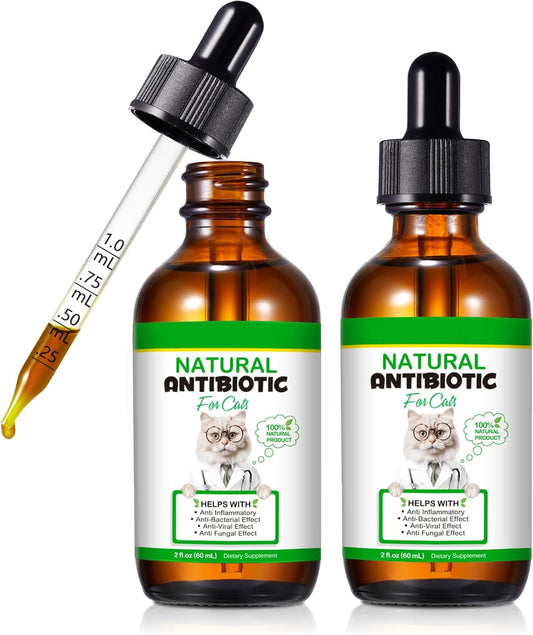 2 Pack Natural Herbal Multivitamin Antibiotics for Cats - 60ml Each