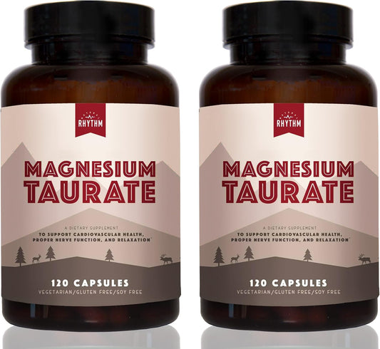2-Pack Natural Rhythm Magnesium Taurate Capsules - High Absorption, 750mg (150mg Magnesium) - 120 Capsules/Bottle