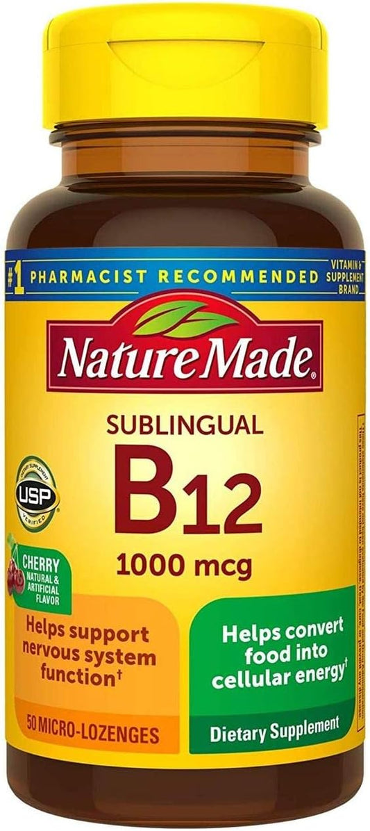 2 Pack Nature Made B-12 1000 mcg Cherry Flavor Micro-Lozenges - 100 Total Lozenges