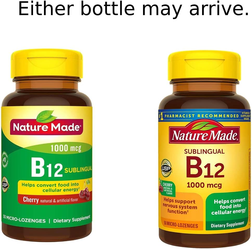2 Pack Nature Made B-12 1000 mcg Cherry Flavor Micro-Lozenges - 100 Total Lozenges