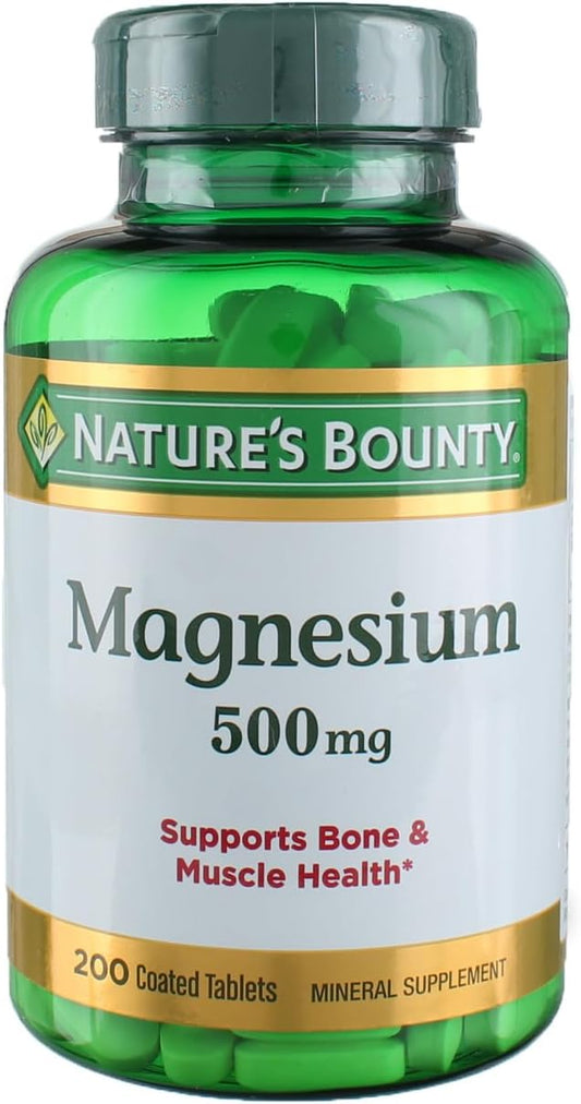 2 Pack Nature's Bounty Magnesium 500 mg Tablets - 400 Total Tablets