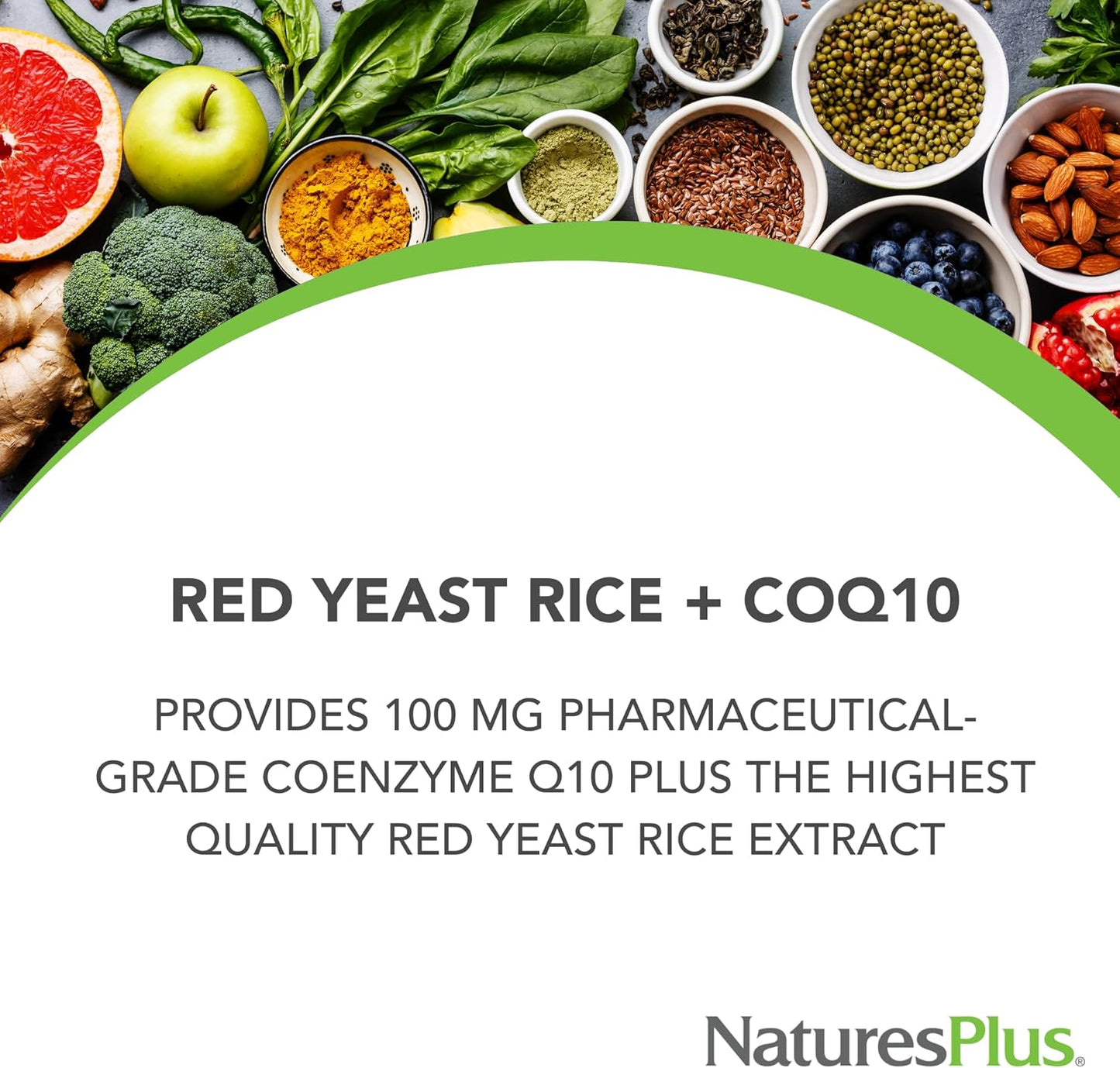 2 Pack Natures Plus Herbal Actives Red Yeast Rice + CoQ10 Extended Release Tablets - Antioxidant & Well-Being Support - Vegetarian & Gluten Free - 60 Servings