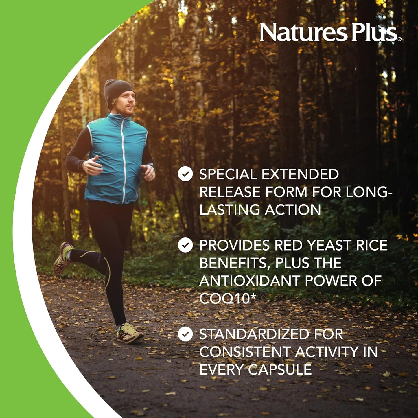 2 Pack Natures Plus Herbal Actives Red Yeast Rice + CoQ10 Extended Release Tablets - Antioxidant & Well-Being Support - Vegetarian & Gluten Free - 60 Servings
