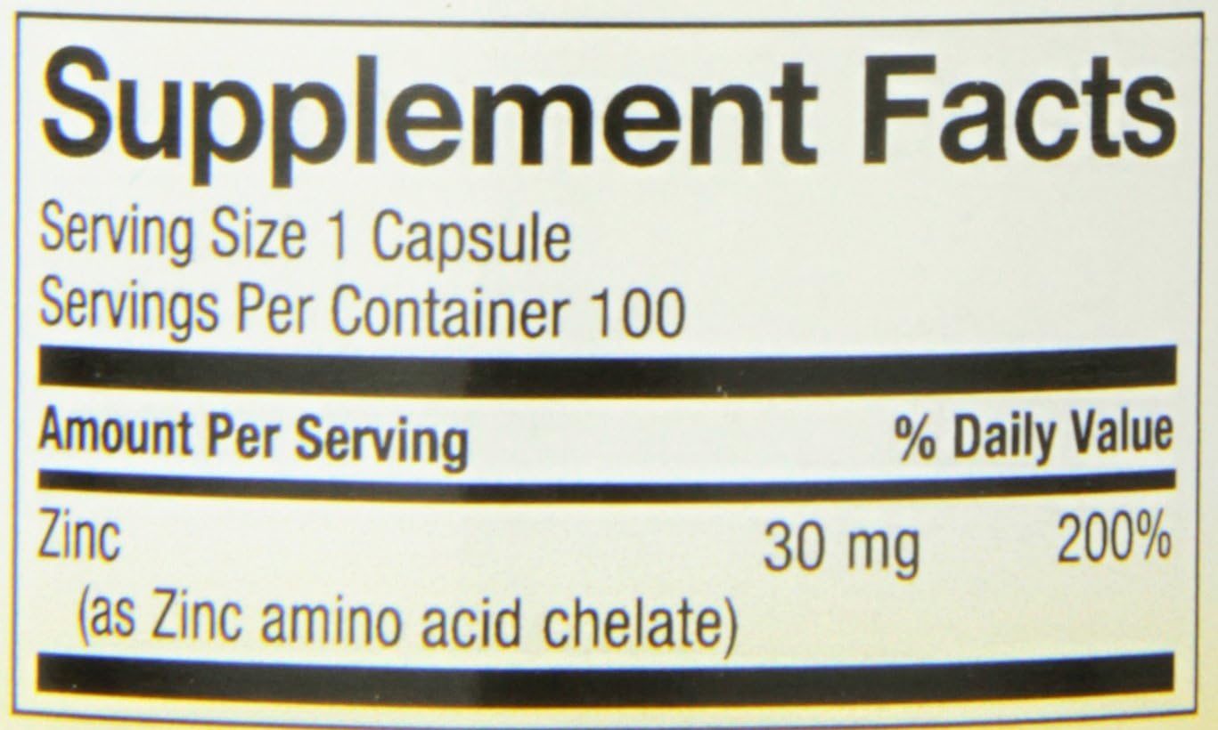 2 Pack Nature's Way Zinc Chelate 30mg Capsules - Support Immune Function - 100 Capsules per Bottle