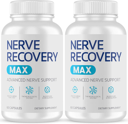 2 Pack Nerve Recovery Max Supplement - 60 Capsules for Neurological Support, Promotes Blood Flow, Non-GMO, Made in USA - Nerve Health Supplements