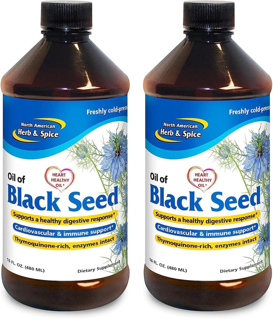 2-Pack North American Herb & Spice Black Seed Oil - 16 fl oz - Supports Digestion & Immune System - Non-GMO - 192 Servings