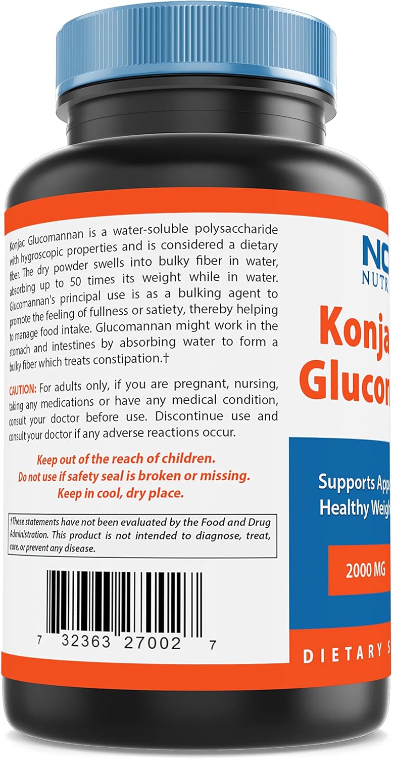 2 Pack Nova Nutritions Konjac Root Glucomannan Capsules 2000mg 180 Veggie Caps - Total 360 Capsules