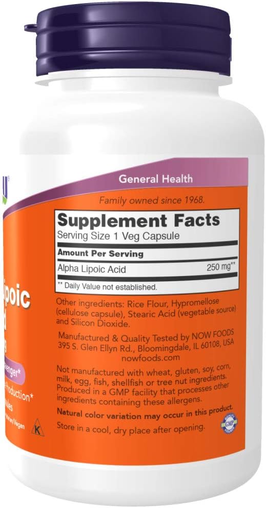 2-Pack NOW Foods Alpha Lipoic Acid 250mg, 120 Vegetable Capsules