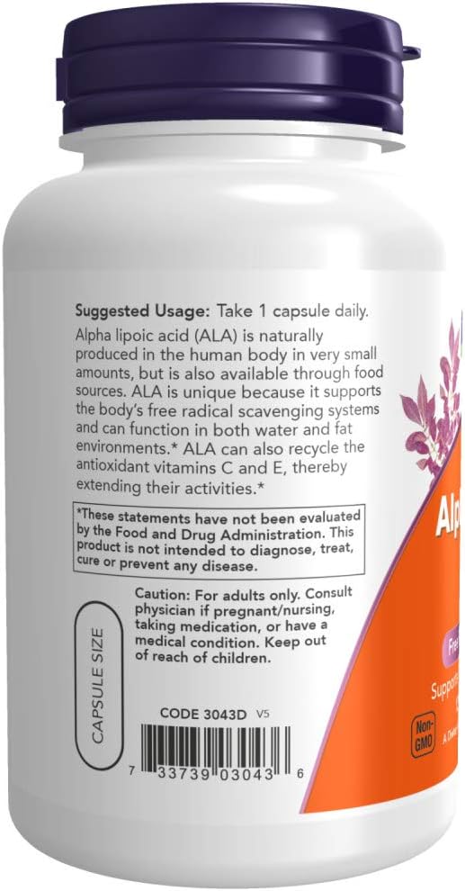 2-Pack NOW Foods Alpha Lipoic Acid 250mg, 120 Vegetable Capsules