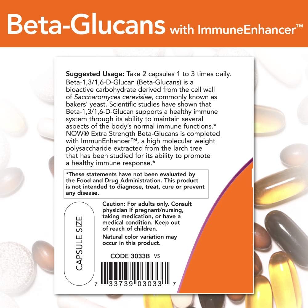 2-Pack NOW Foods Beta-Glucans with ImmunEnhancer™ 60 Vegetarian Capsules