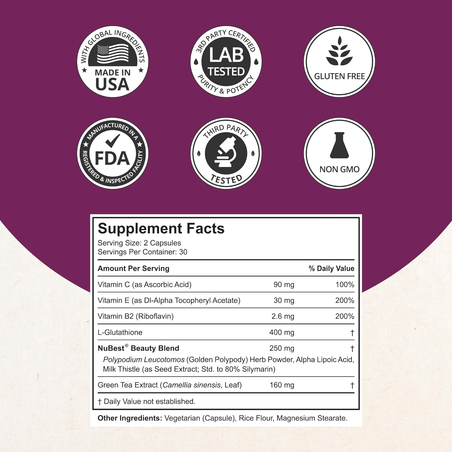2 Pack NuBest White Skin Brightening Supplement with Glutathione 400mg & Milk Thistle Extract - Antioxidant & Detoxification - 2 Months Supply for Beautiful and Radiant Skin