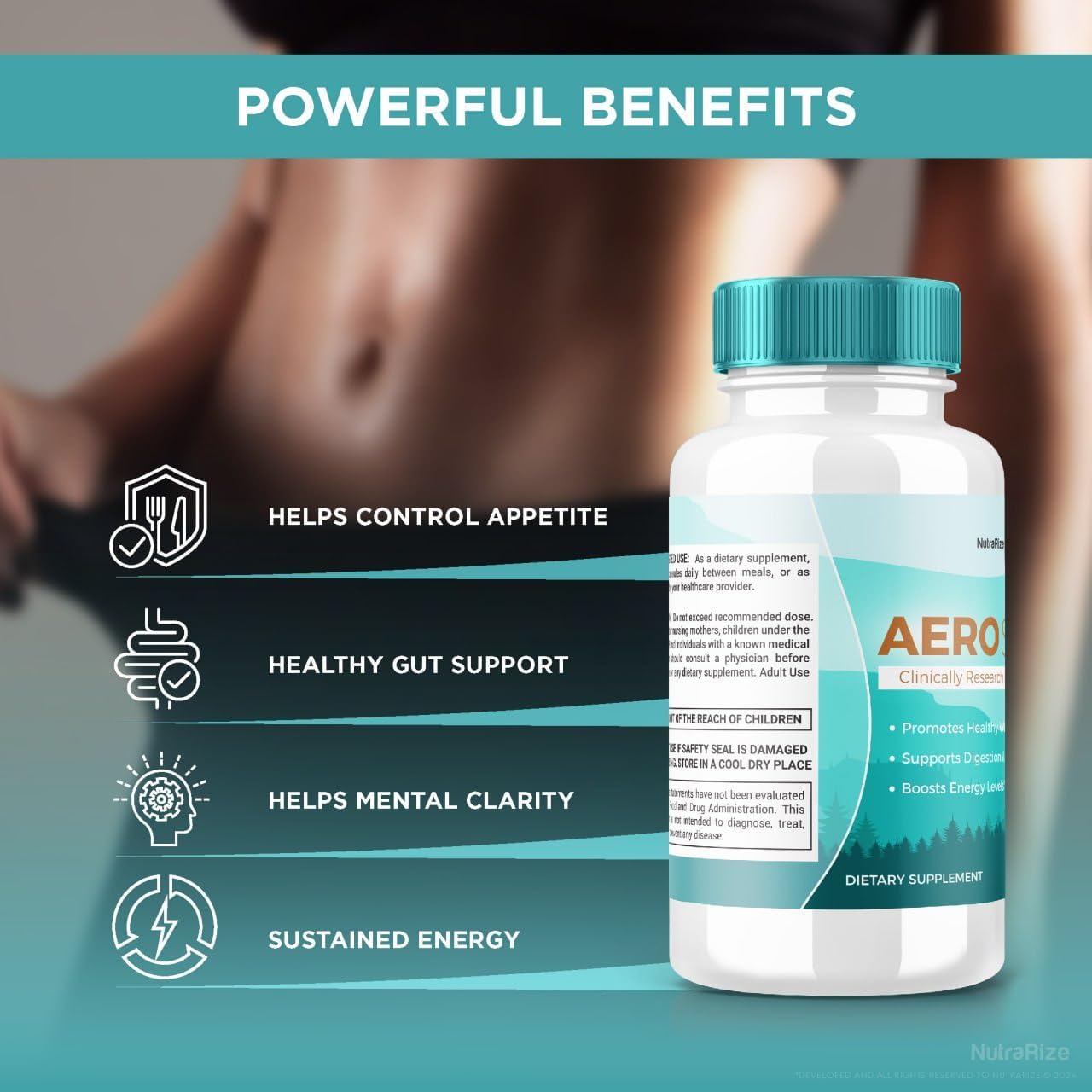 2 Pack NutraRize AeroSlim Capsules - Advanced Weight Health Dietary Supplement, Maximum Strength All-Natural Pills Targeting Belly Fat, Weight Management Formula - 120 Capsules