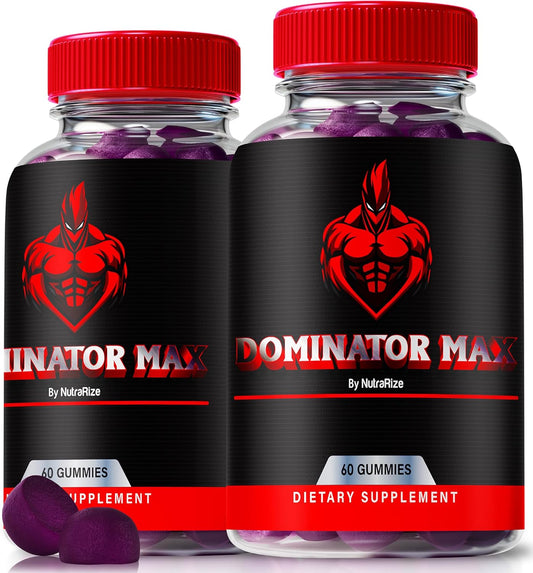 2 Pack NutraRize Dominator Max Gummies: Muscle & Overall Health Support, Natural Energy Booster (120 Gummies)