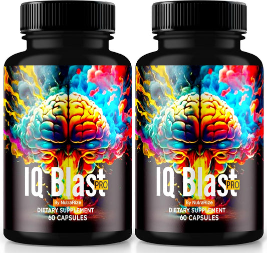 2-Pack NutraRize IQ Blast Pro Capsules - Advanced Brain Health Support Supplement with All Natural Formula for Optimal Cognitive Function - Reduce Brain Fog - 120 Capsules - Reviews