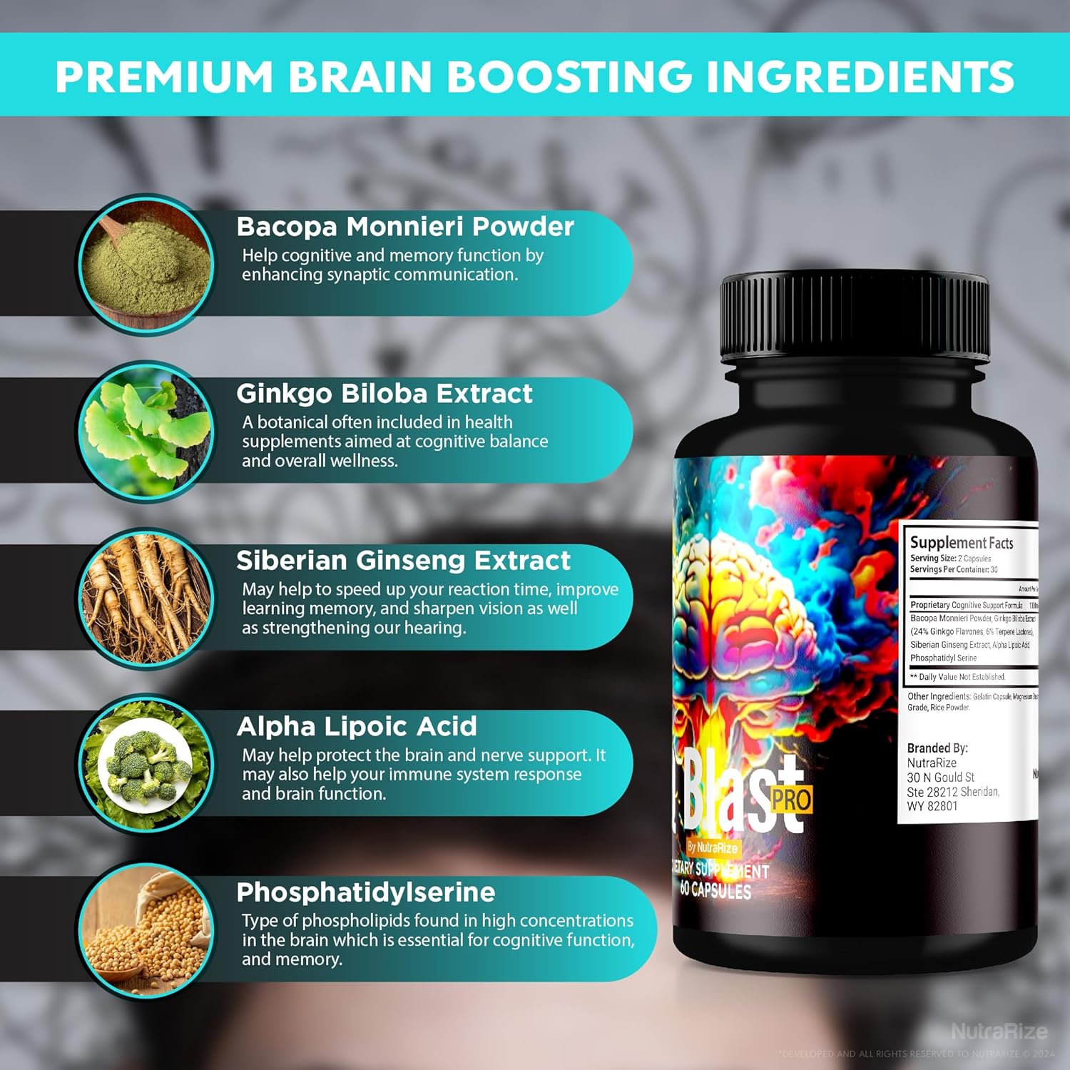 2-Pack NutraRize IQ Blast Pro Capsules - Advanced Brain Health Support Supplement with All Natural Formula for Optimal Cognitive Function - Reduce Brain Fog - 120 Capsules - Reviews