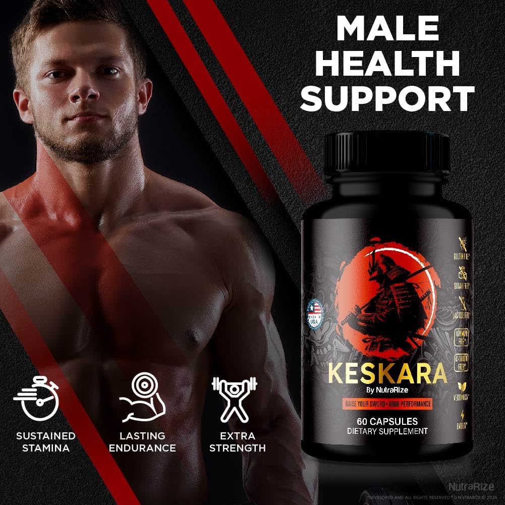 2 Pack NutraRize Keskara Pills for Men - Premium Male Supplement for Muscle Growth & Health - Official Reviews (120 Capsules)
