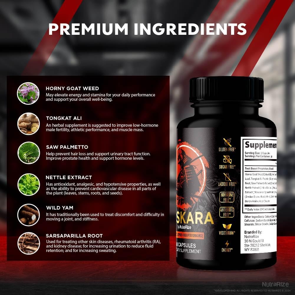 2 Pack NutraRize Keskara Pills for Men - Premium Male Supplement for Muscle Growth & Health - Official Reviews (120 Capsules)