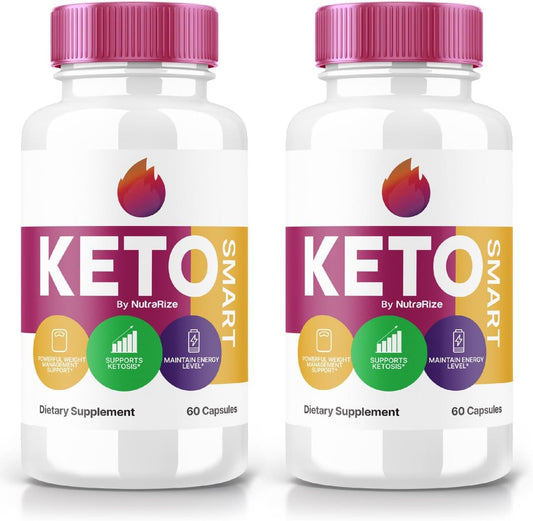 2 Pack NutraRize Keto Smart Capsules - Advanced Slimming Formula Supplement for Targeting Belly Fat - 120 Capsules
