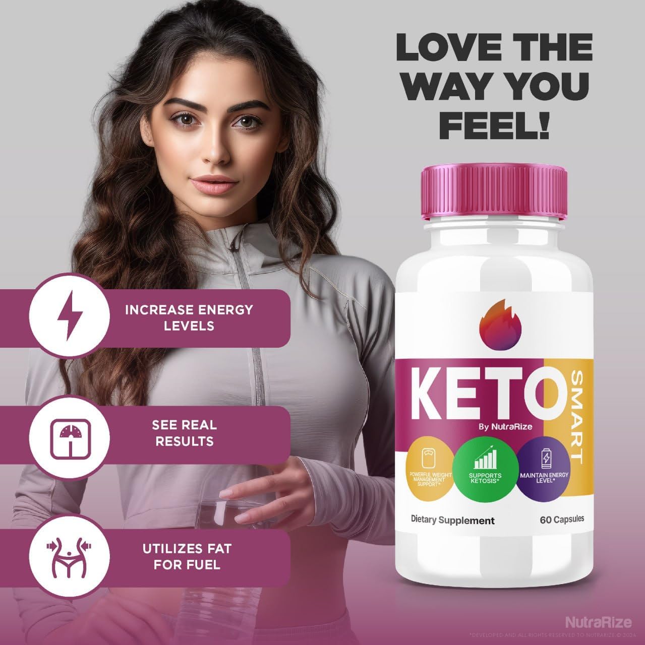 2 Pack NutraRize Keto Smart Capsules - Advanced Slimming Formula Supplement for Targeting Belly Fat - 120 Capsules