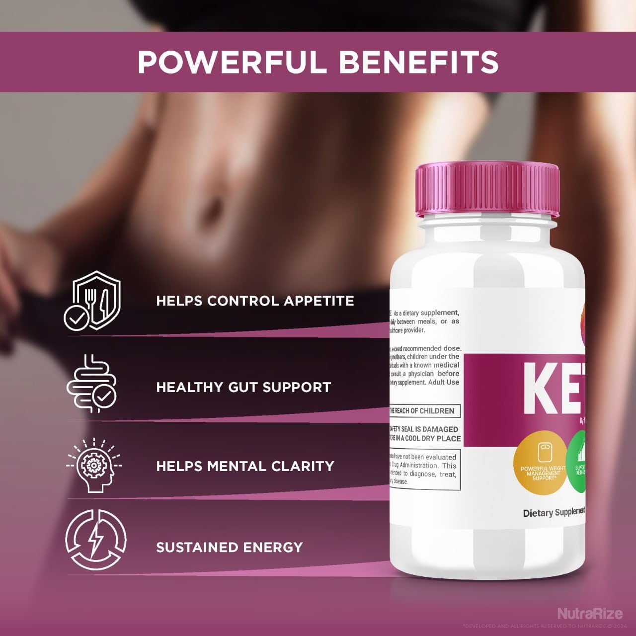 2 Pack NutraRize Keto Smart Capsules - Advanced Slimming Formula Supplement for Targeting Belly Fat - 120 Capsules