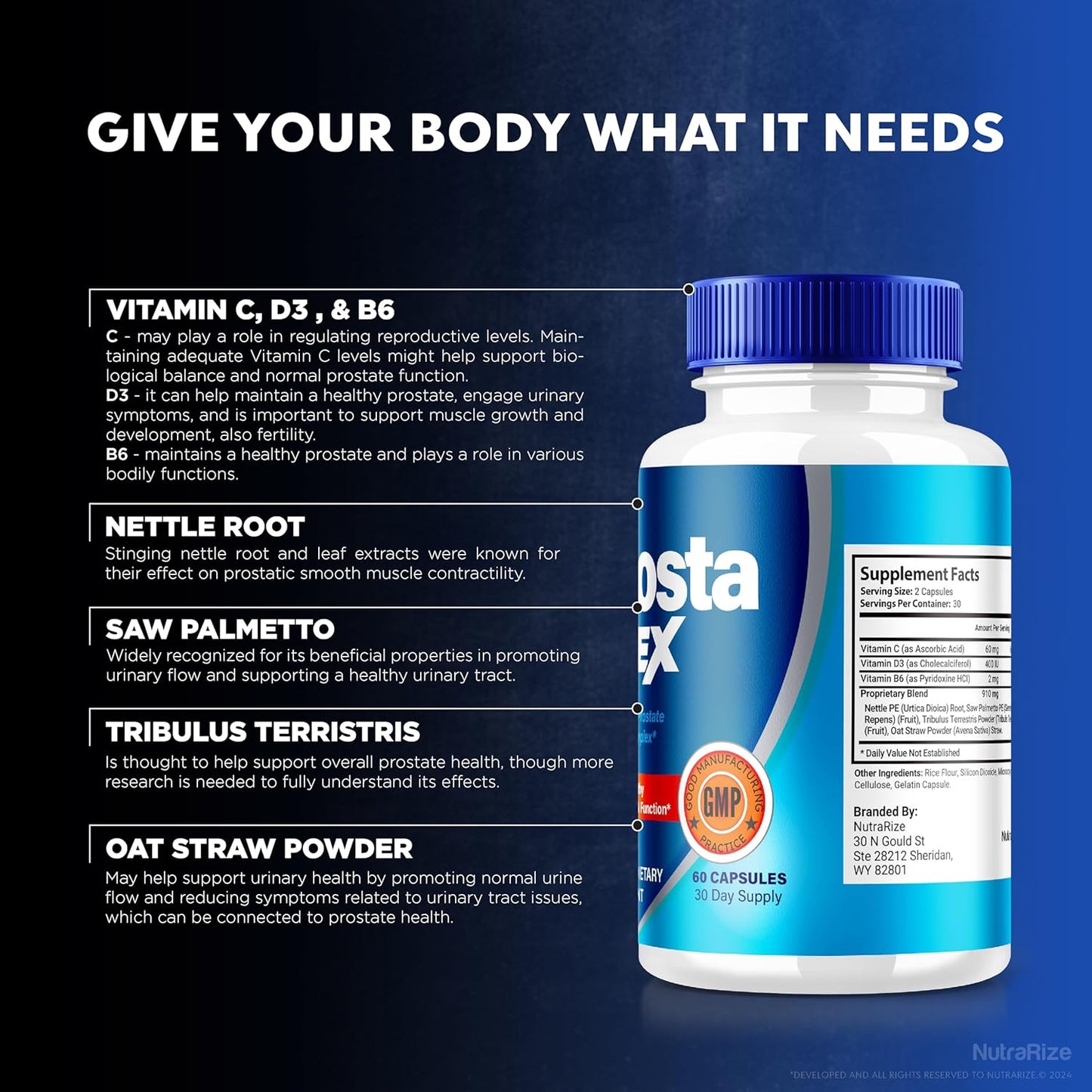 2 Pack NutraRize Prosta Plex - All Natural Supplement for Prostate Health - Official Formula for Wellness - 120 Capsules