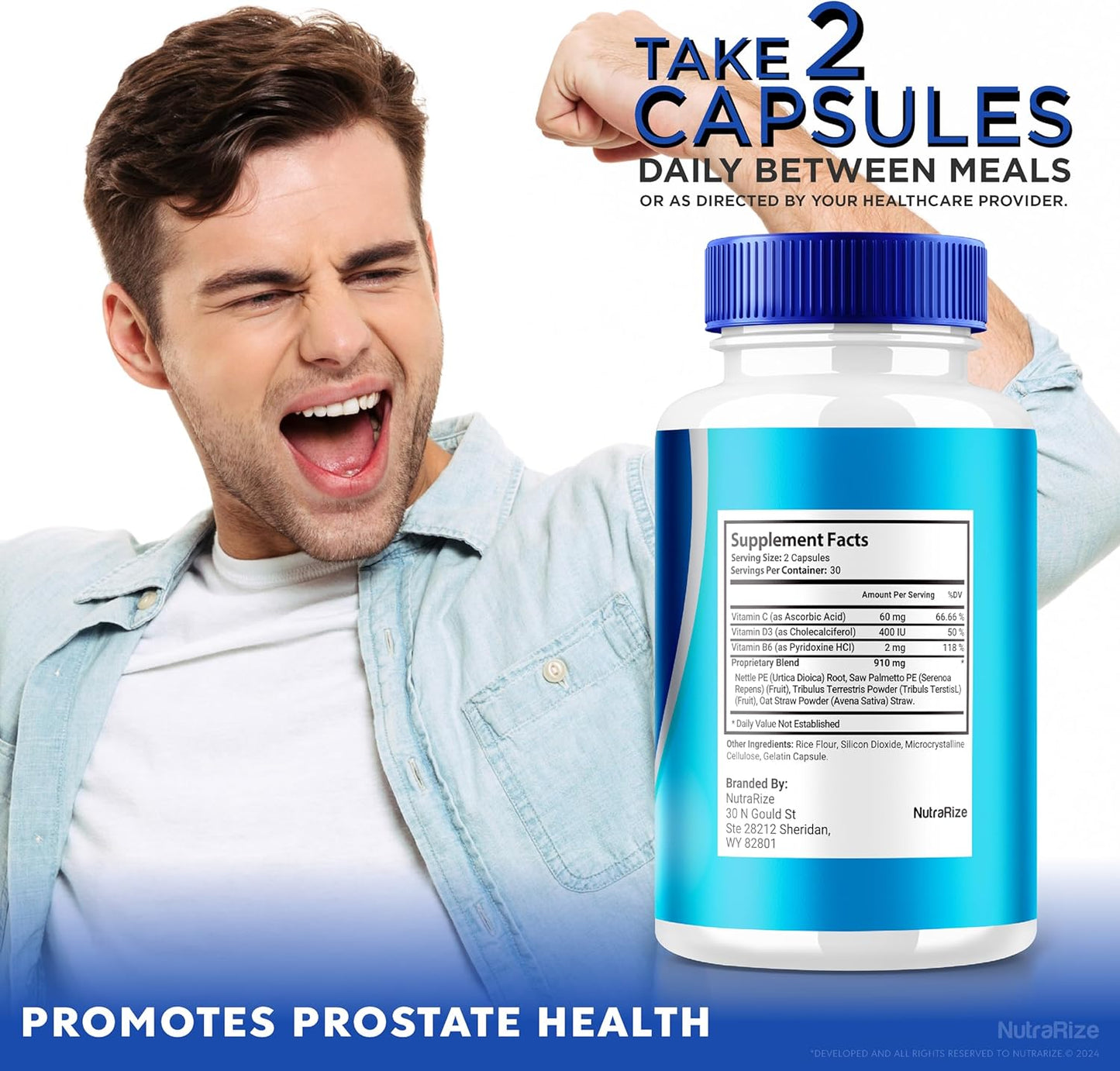2 Pack NutraRize Prosta Plex - All Natural Supplement for Prostate Health - Official Formula for Wellness - 120 Capsules