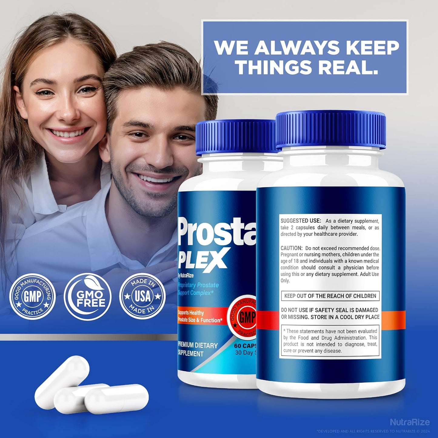 2 Pack NutraRize Prosta Plex - All Natural Supplement for Prostate Health - Official Formula for Wellness - 120 Capsules
