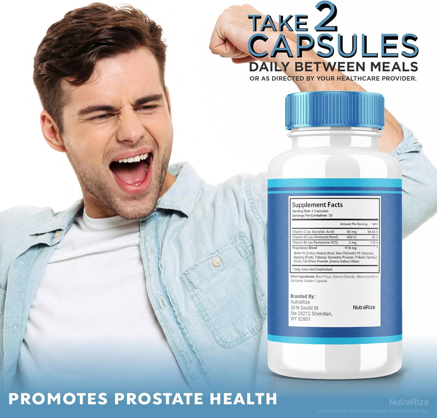 2 Pack NutraRize Prostapure Capsules - Maximum Strength Prostate Supplement for Overall Health - All-Natural Advanced Formula - 120 Capsules