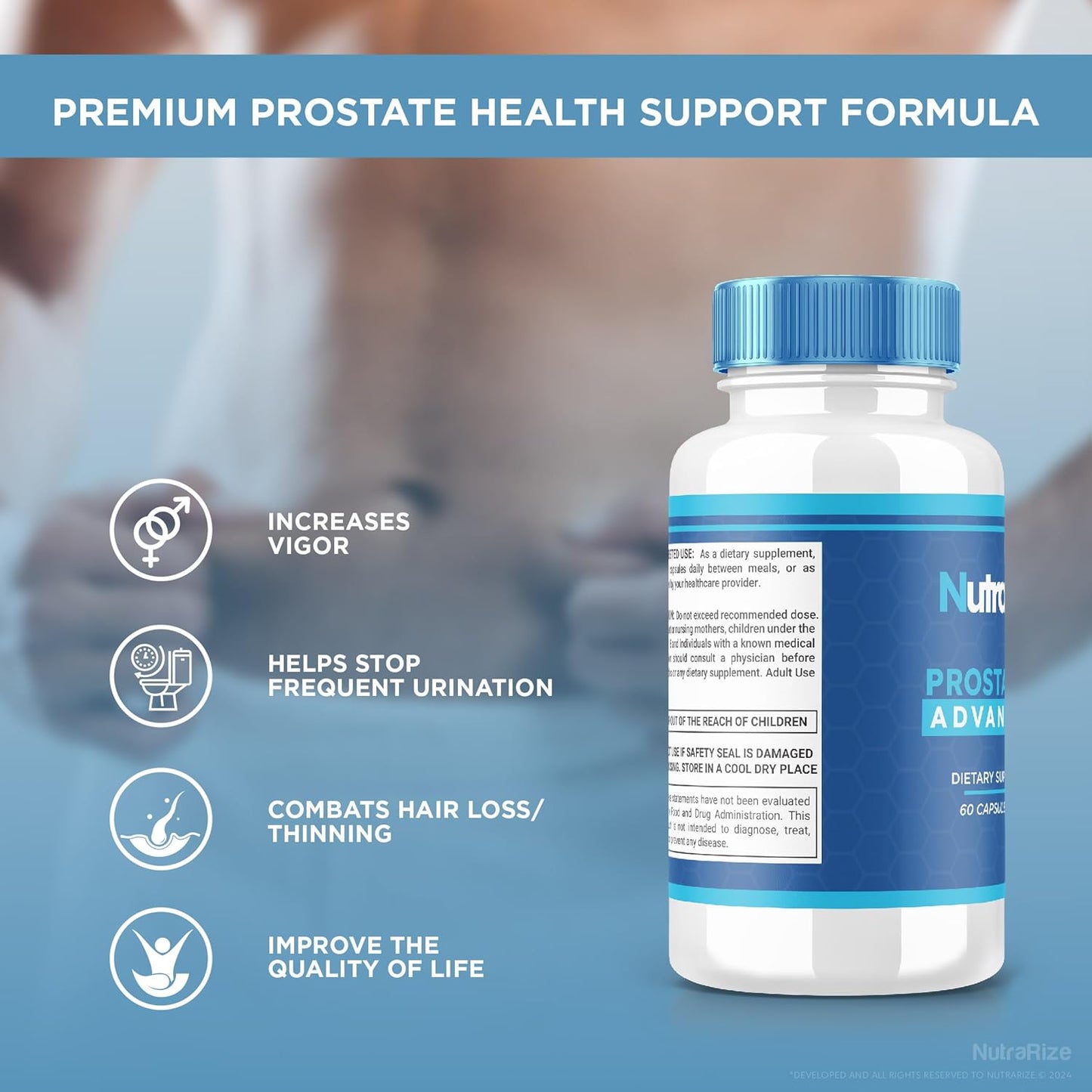 2 Pack NutraRize Prostapure Capsules - Maximum Strength Prostate Supplement for Overall Health - All-Natural Advanced Formula - 120 Capsules
