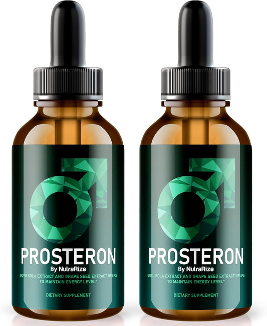 2 Pack NutraRize Prosteron Drops - All-Natural Prostate Health Supplement for Healthy Circulation - Official Formula Reviews (60 Servings)