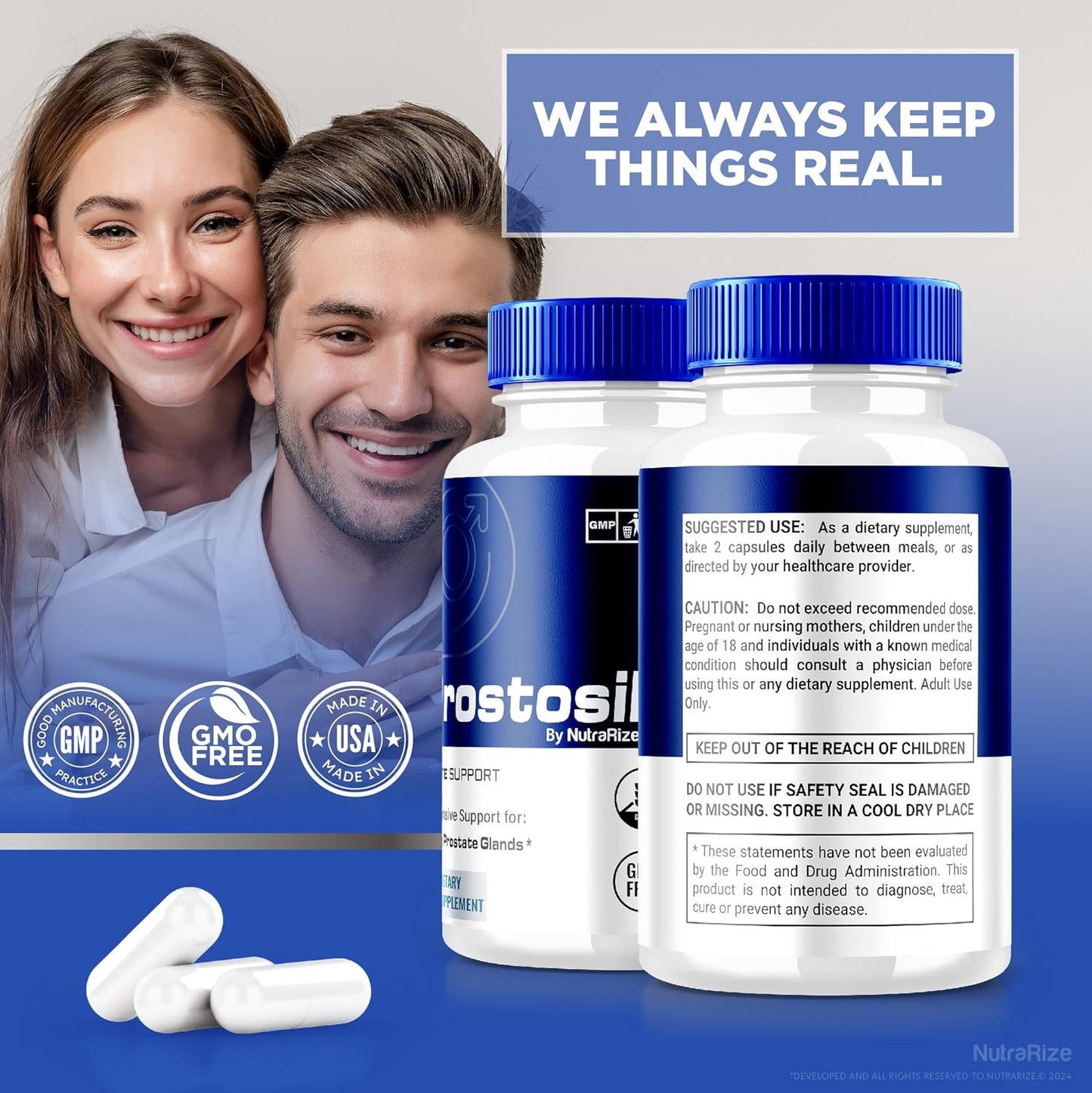 2 Pack NutraRize Prostosil Capsules: Natural Prostate Health Support Supplement, Maximum Strength Herbal Formula for Overall Health - Official Review (120 Capsules)
