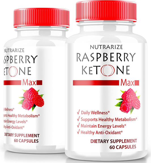 2 Pack NutraRize Raspberry Ketone Capsules - Official Weight Loss Supplement with 1200MG All-Natural Keto Formula for Unlocking Fitness Goals - 120 Capsules, Reviews Included