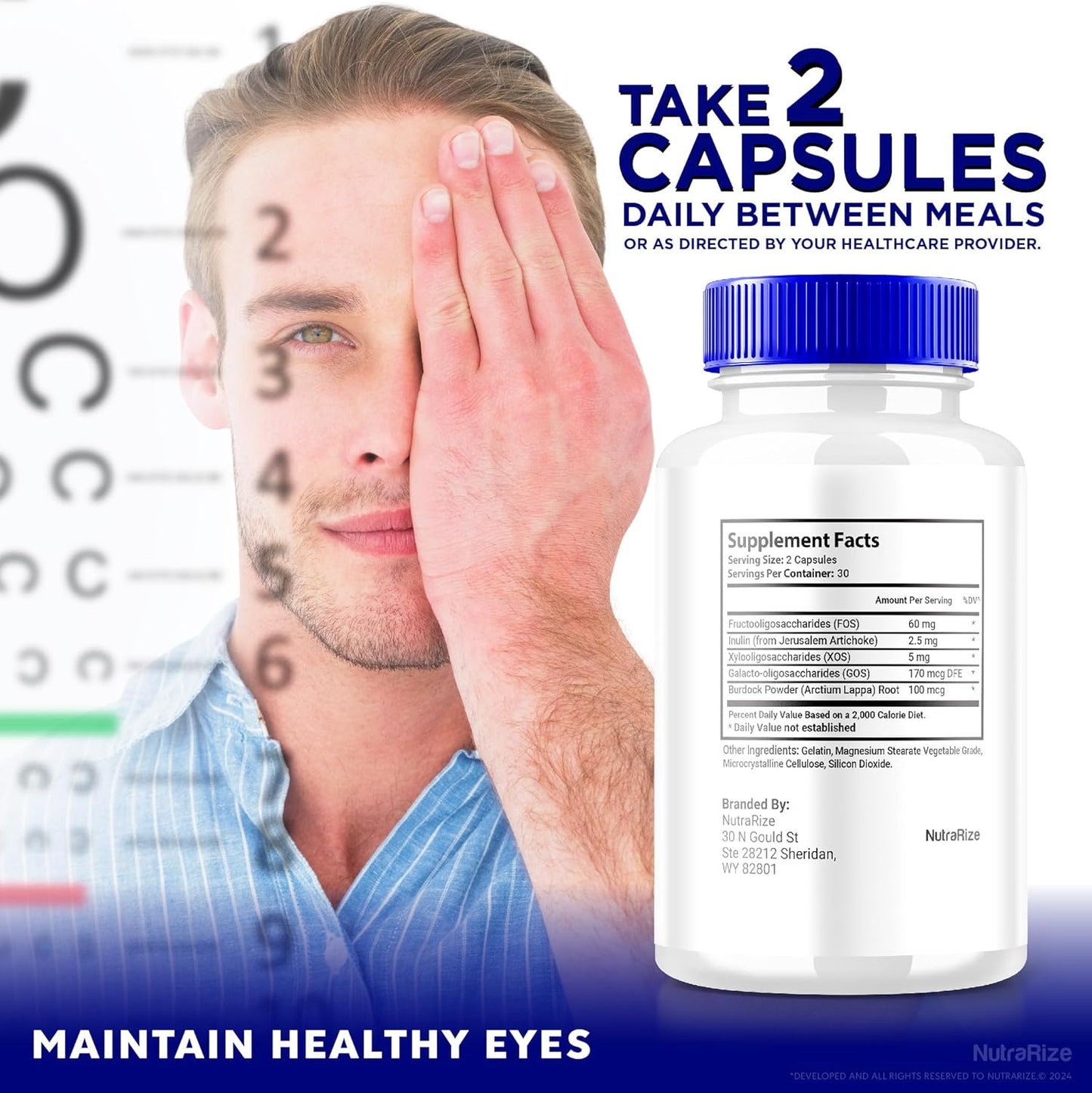 2 Pack NutraRize VisMax Pills - Natural Eye Health Formula, Eye Vitamins for Improved Vision Support, 120 Capsules